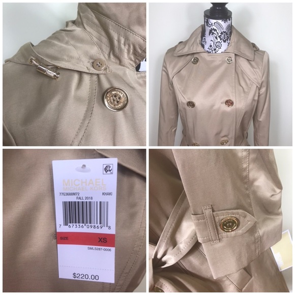 Michael Kors Classic Double-Breasted Hooded Coat W - Picture 6 of 6